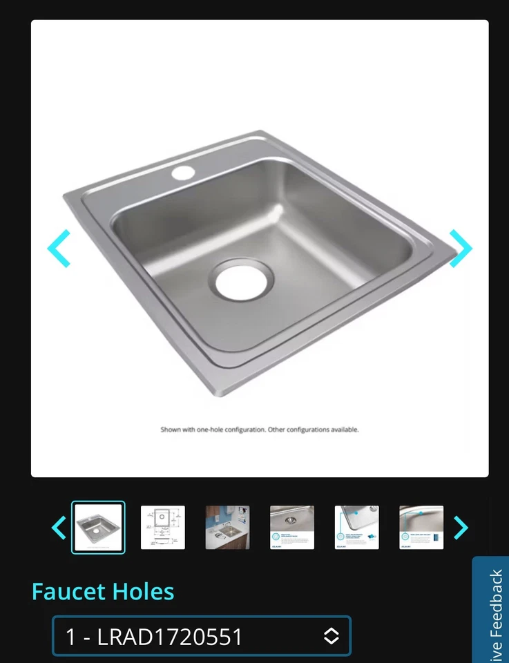 Elkay кухонная раковина 17 дюймов 18 калибр изолированная раковина только нержавеющая сталь - Изображение 1 из 4