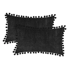 Throw Pillow Cases Pack of 2 Cozy Solid Dyed Soft 12" x 20" (Pack of 2) Black - Picture 1 of 6