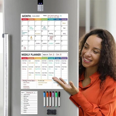 Whiteboard Surface Magnetic Calendar Weekly Planner  Home Organization - Image 1 of 4