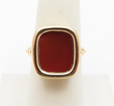 Anillo de cornalina de oro amarillo de 18 quilates ~11,5 x 9,5 mm con bisel ovalado tamaño 7,5 Foto 1 de 3