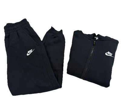 Nike Fleece Tracksuit Black Zip Hoodie / Joggers Black Youth 9-10 Years Medium  - Image 1 of 4