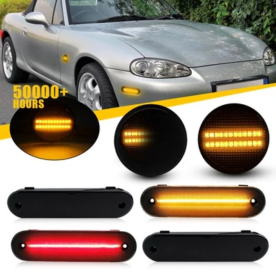 Luz LED impermeable para guardabarros lateral para Mazda Miata MX-5 1990-05 roja y ámbar Foto 1 de 4