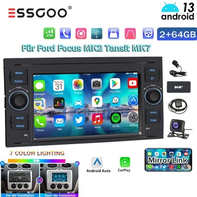 Für Ford Focus Fiesta C S Max Transit  Android 13 Autoradio Carplay Kam DAB 64G - Bild 1 von 4