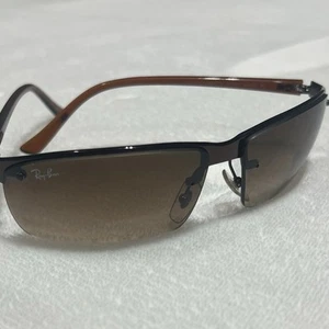 Ray-Ban RB3276 Sunglasses Highstreet Rectangle Bronze Brown 014/13 Rimless - Picture 1 of 11