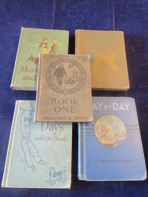 Lot Of 5 Vintage Readers Old School Reading Books  Dated 1916 - 1954 DB6 Foto 1 de 4