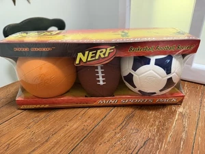 Nerf Pro Shop Mini Sports Pack Basketball Football Soccer ball New Sealed 2004 - Picture 1 of 6
