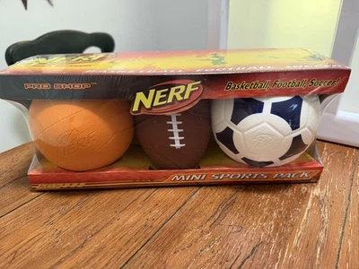 Nerf Pro Shop Mini Sports Pack Basketball Football Soccer ball New Sealed 2004 - Image 1 of 4