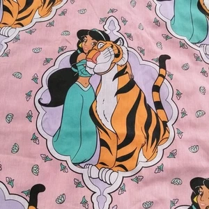 Vintage 1990s Disney Aladdin Princess Jasmine Rajah Tiger Twin Top Flat Sheet - Picture 1 of 13
