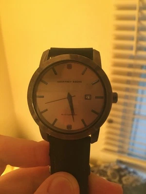 Reloj Geoffrey Beene - Zafiro Azul - Pulsera Negra - Todavía Funciona Foto 1 de 3