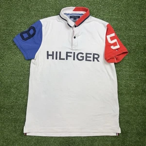 Tommy Hilfiger Medium Mens Polo Shirt Performance Pique Short Sleeve Y2K - Picture 1 of 4