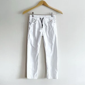 Mayoral Girls White Cotton Elastic Waist Pants Drawstring Size 7 (122cm) - Picture 1 of 5