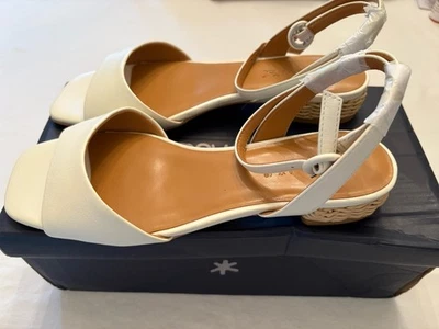 Espléndidas sandalias para mujer Gina de cuero blanco como la nieve con correa al tobillo 8,5 M nuevas Foto 1 de 4