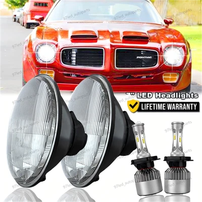Par de faros LED de 7 pulgadas haz alto/bajo 6000 k blanco para Pontiac Firebird 1970-1976 Foto 1 de 4