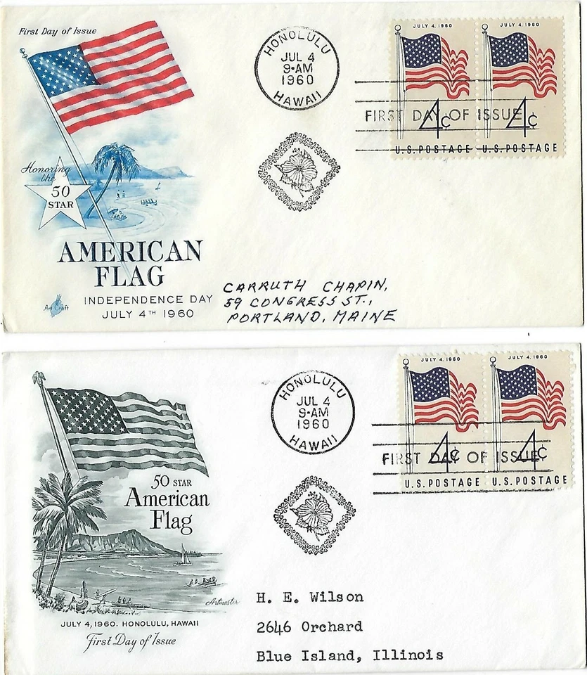 2 '60 FDC Fifty Star Flag SC#1153 (2) ArtCraft, Artmaster Cachets - Image 1 of 1