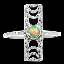 Phases Of Moon - Ethiopian Opal Cabochons 925 Silver Ring s.7 BR164399