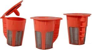 Keurig 2.0 K-Carafe Orange Refillable Coffee 4 Cup Filter K-Cup Reusable 3 Pack - Picture 1 of 3