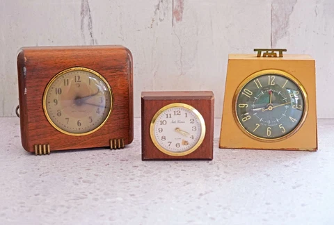 Vintage Lot of 3 Seth Thomas Wood Clocks, 2 Electric, 1 Wind Up, Working, Cathay Cover