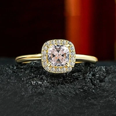 Pink Diamond Princess-Cut Ring, 18K Gold Vermeil, Lab Grown - Image 1 of 4