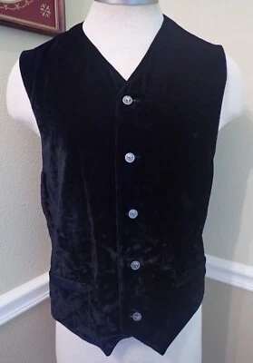 De Colección Versace Italia Versus Chaleco de Terciopelo Negro Satinado Espalda Hebilla Cinturón 40 Pecho Unisex Foto 1 de 4