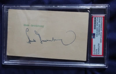 Hank Greenberg Detroit Tigers Baseball Autographed Government Postcard PSA SLAB - Image 1 of 4