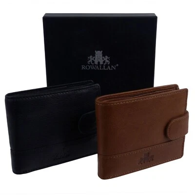 Rowallan of Scotland Leather Mens Wallet Tri-Fold Tabbed Coin & Card - Imagem 1 de 4