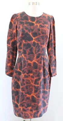Rachel Roy Collection Lava Magma Print Silk Sheath Dress Size 8 Red Orange - Изображение 1 из 4