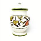 Raymond Waites Certified International Canister with Pears Butterflies 11 1/2"