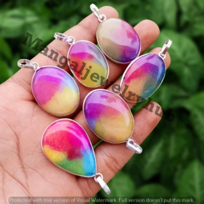 Compra Lote de 5 Colgantes de Piedras Preciosas de Cuarzo Soler Chapados en Plata 925 Joyería al por mayor Foto 1 de 4