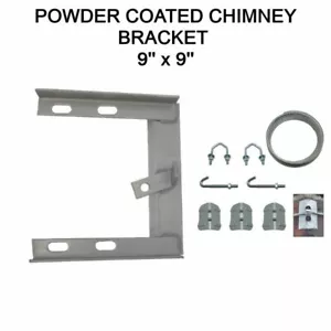 Soporte de montaje de chimenea de acero con recubrimiento en polvo de 9′′ x 9” pulgadas y kit de amarre para mástil - Imagen 1 de 3