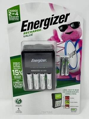 Energizer Recharge Value Battery Charger CHVCMWB-6 Kit 4 AA & 2 AAA UPN-171910.. - Image 1 of 4