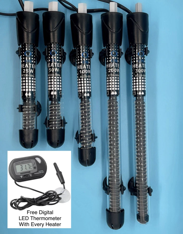 SED AQUATICS Aquariumheizung - Fischtankheizung 25w, 50w, 100w, 200w, 300w KOSTENLOSES TANKTHERMOMETER