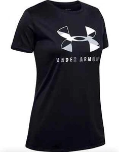 Under Armour L98418 Girls Youth UA Tech Graphic Black Tee Shirt Size Small - Picture 1 of 2