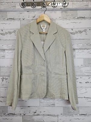 Talbots винтажный легкий блейзер в зеленую полоску без подкладки женский 10 хлопковая смесь - Изображение 1 из 4