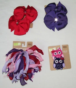 Crazy 8 Pocketful of Petals 2012 hair purple red owl bow clips NWT UPICK - Picture 1 of 3