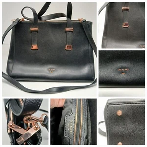 Ted Baker Black Leather Medium Crossbody Satchel Bag 34cm X 22cm X 12cm - Picture 1 of 23