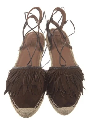 Alpargatas AQUAZZURA Mujer Marrón Gamuza Borla Acentos Talla 39.5 Foto 1 de 4