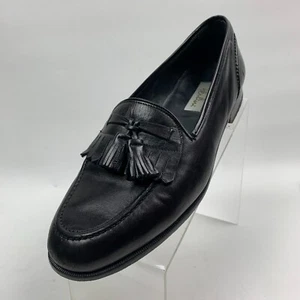 Perlini Loafers Black Leather Kiltie Tassel Round Apron Toe Shoes Size 10W - Picture 1 of 11