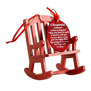 Mini Wooden Rocking Chair with Tag Sign for Christmas Tree - Picture 1 of 5