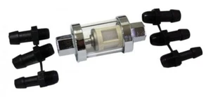 Benzinfilter Glas Chrom 6mm 8mm 9mm Adapter Kraftstofffilter Trike Quad Motorrad - Bild 1 von 1