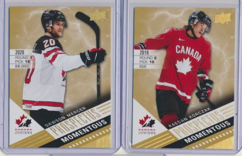 2021 UD Team Canada Juniors Prospectus Momentous PM-23 Kaedan Korczak - Image 1 of 1