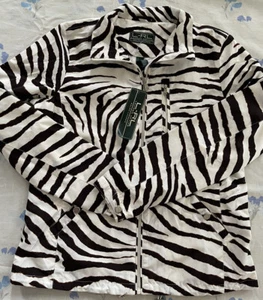 NWT Ralph Lauren Active Fitness chaqueta para mujer Crema Marrón Raya MSRP $169 S - Imagen 1 de 7