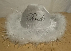 NEW XO Fetti Bride Bachelorette Party Bride To Be Cowboy Bridal Hat & Veil - Picture 1 of 8