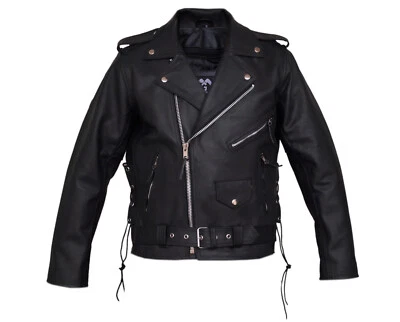 GALLANTO Herren Leder Marlon Brando Gürtel Biker Leder Motorradjacke Rindsleder voll