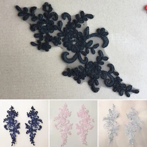 2x Lace Embroidery Applique Wedding Motif Sew On Dance Costume Accessories Decor - Picture 1 of 28