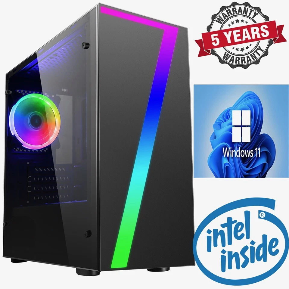 OCHW Intel 4.4 Eight Core 16GB 120GB SSD + 1TB Gaming Home PC Computer Windows 11 S7