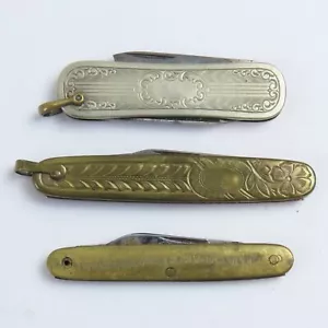 Pocket Watch Collection of 3 Vintage Pen Knives for Pocket Watch Chains - Picture 1 of 10