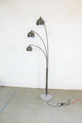Mid-Century Modern Italian Chrome & Marble Guzzini Style 3-Way Arc Floor Lamp - Image 1 of 4