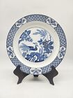 Vintage Wood &amp; Sons YUAN Plate Older Smooth Edge Blue Asian Bird Flowers England
