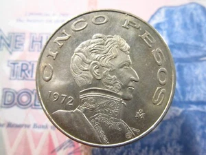 Messico 5 Pesos 1972 Unc Moneta Mondo Money bh7k - Foto 1 di 2