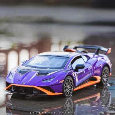 1:32 Lambos Huracan STO Alloy Model Car Diecast Sound Light Pullback Toy Vehicle - Image 1 of 4